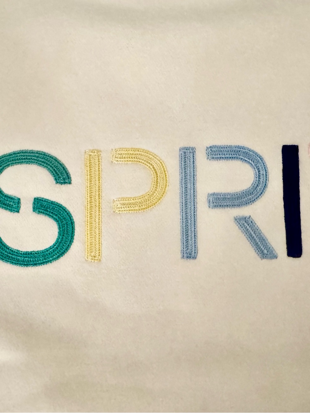 Viral Tik Tok Esprit Cream Logo Tee with Multicolor Embroidery- Size XXL - Picture 4 of 9